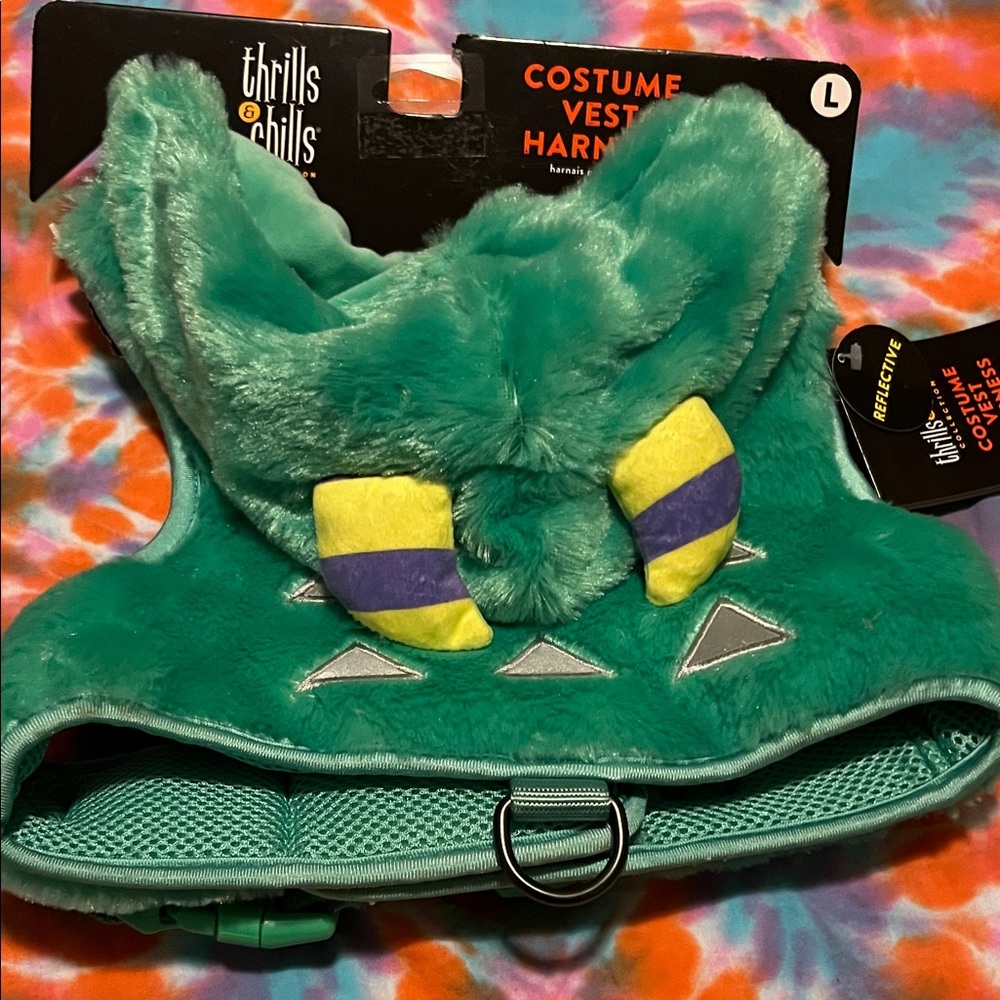 Thrills & Chills Green Plush Dog Costume Vest Harness (Large)